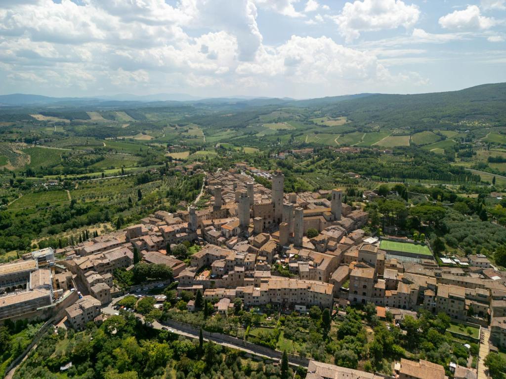 aerial view of historic san gimignano italy